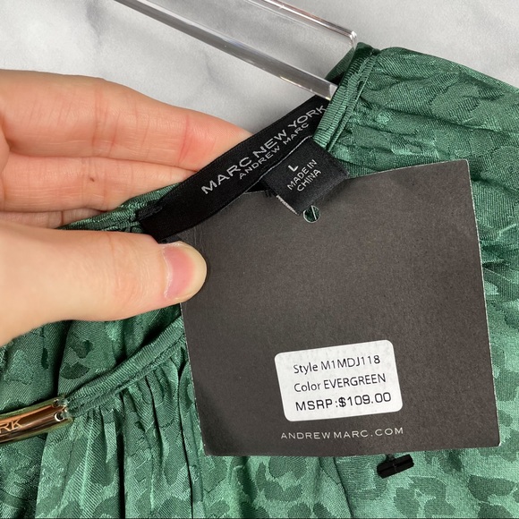 NWT Bloomingdale's Andrew Marc Satin Leopard Blouson Wide Leg Jumpsuit Boho L - Picture 7 of 9